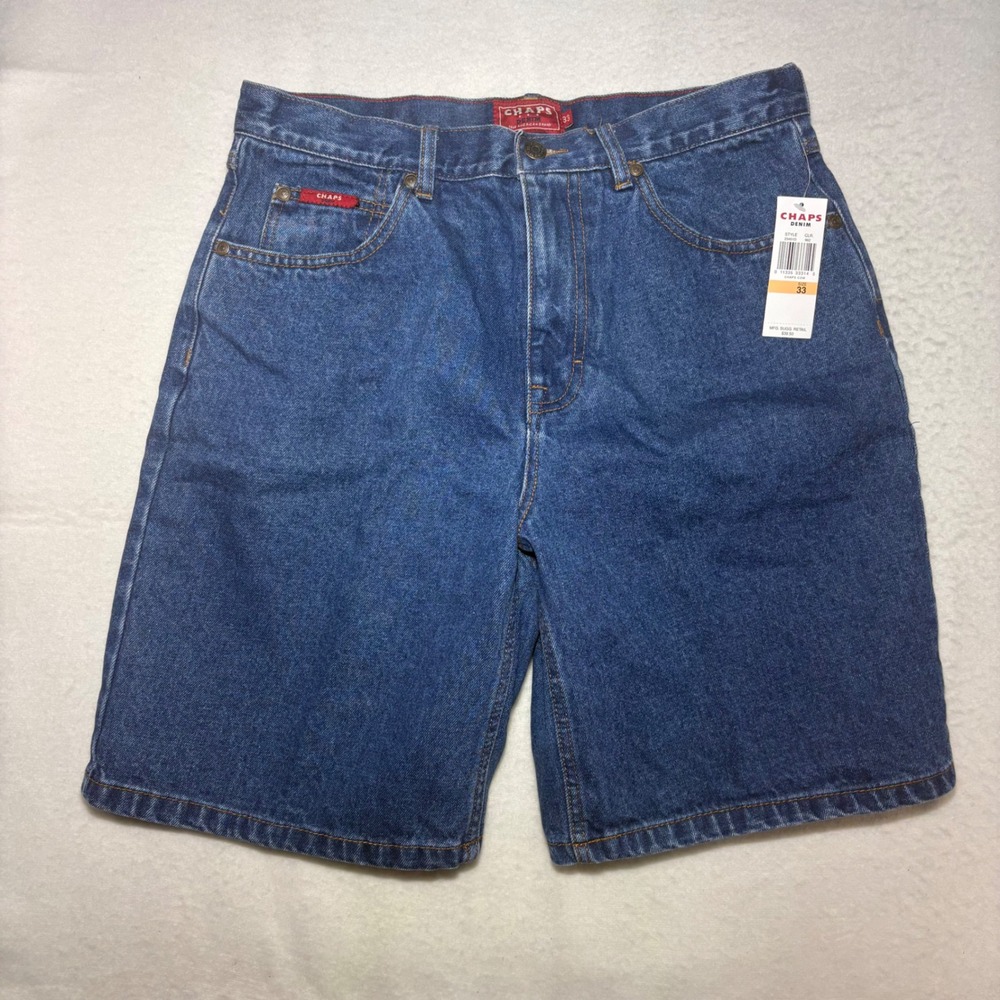 Chaps‎ Denim Mens Blue Jeans Straight Leg Red Logo Tab Casual Five Pocket shorts